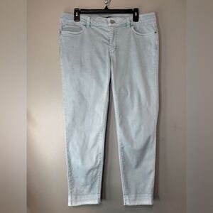 White House Black Market Color Dipped Skinny‎ Crop Blue Jeans Size 12 WHBM